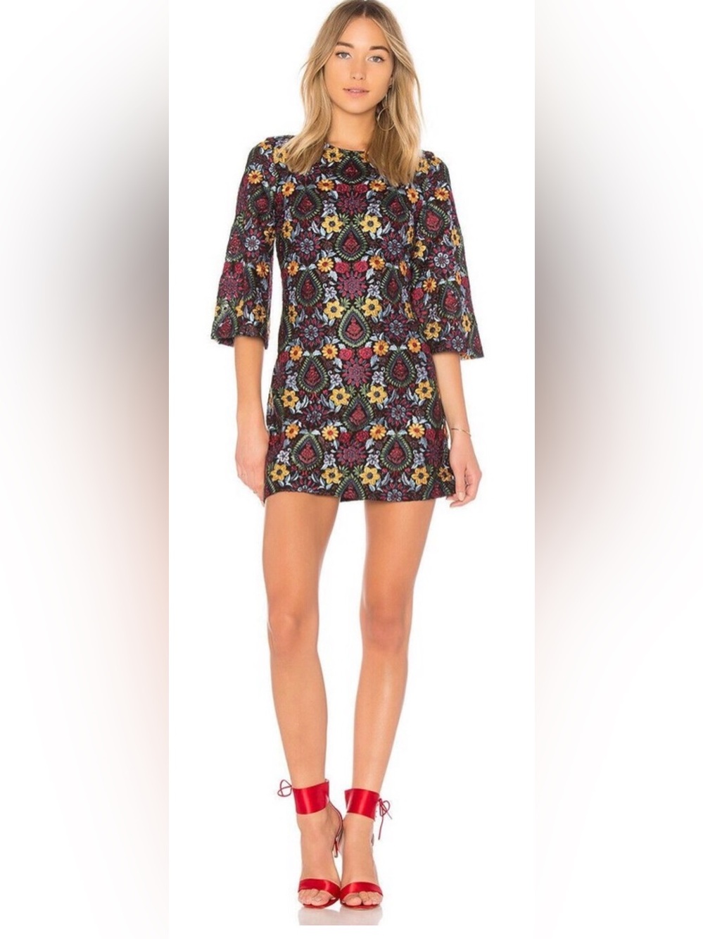 ALICE + OLIVIA Black Floral Embroidered Lace COLEY